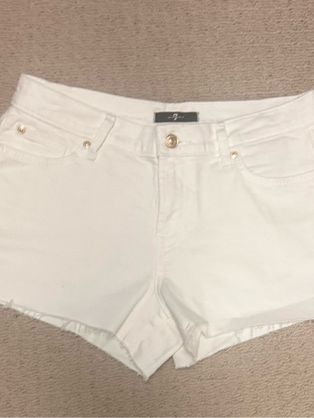 7 For All Mankind White High-Rise Jean Shorts